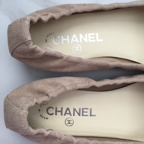 Chanel linen canvas snake captoe ballerina flats - Picture 5 of 8